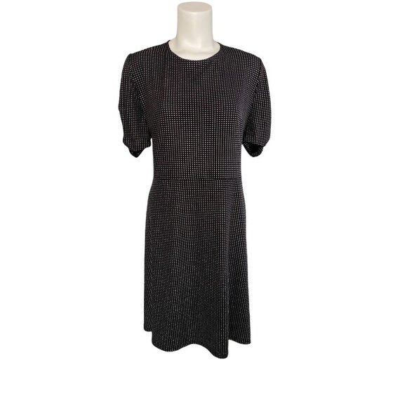Michael‎ Kors Dress Women's XXL 2XL Black Silver Metal Dot Stretchy Crewneck NEW - Picture 1 of 15